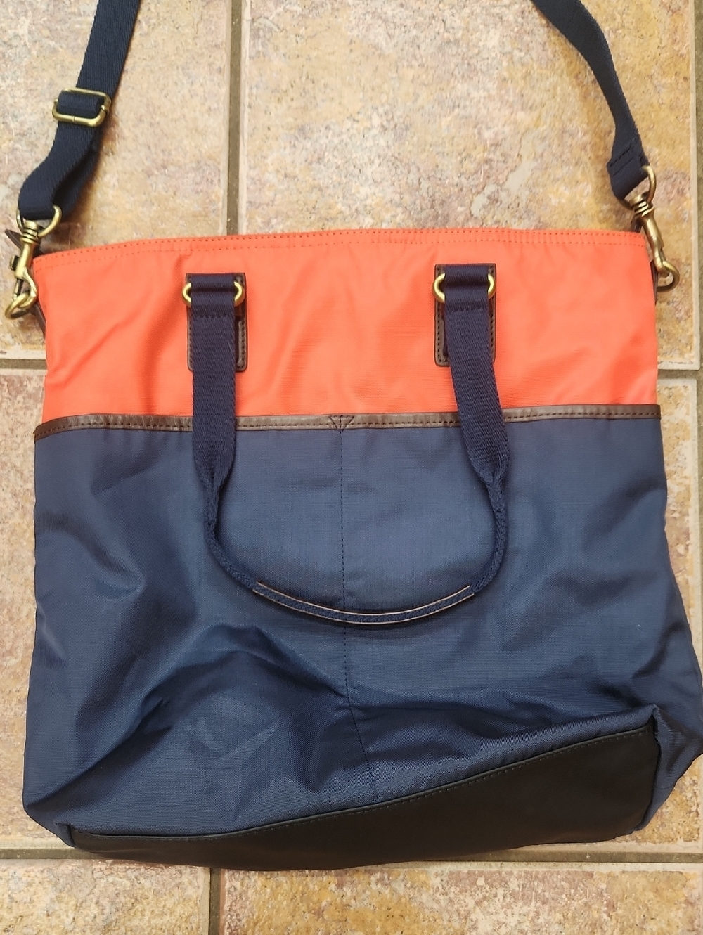 Boden Orange and Navy Shoulder Bag